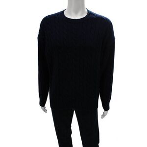 Sunday Best Women Wool Pullover Sweater Blue Crew Neck Long Sleeve Size M